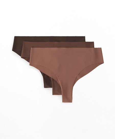 Oysho 3 Pantone™ Invisible Cheeky Brazilian Briefs Brune | MDRG64389