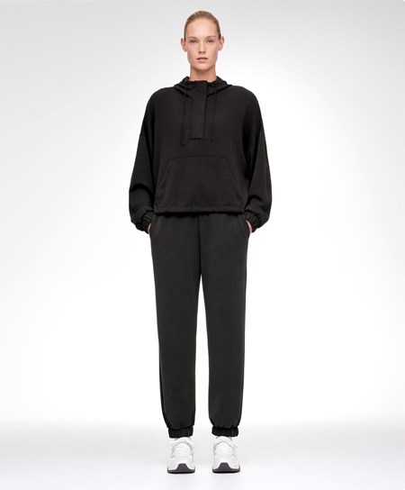 Oysho Black Modal Tracksuit Svarte | UOBK67840