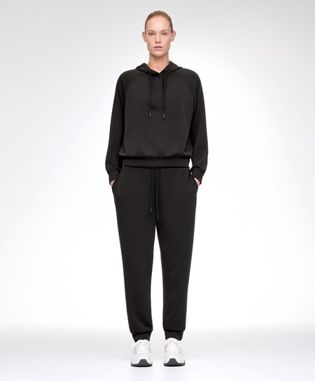 Oysho Black Modal Tracksuit With Zip Svarte | JKXU87412