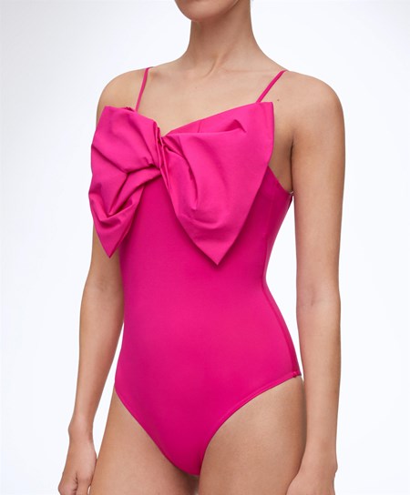 Oysho Bow Swimsuit Fuchsia | WOSC34708