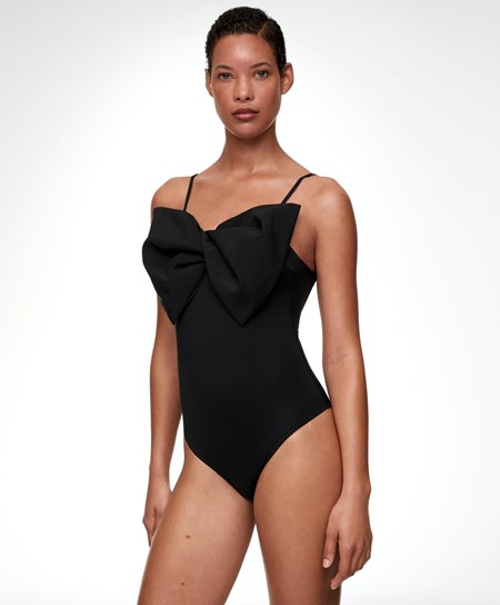 Oysho Bow Swimsuit Svarte | PJSN82409