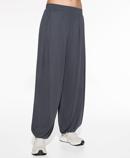 Oysho Brede-leg Draped Modal Trousers Anthracite | LNPZ03856