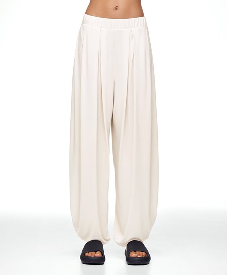 Oysho Brede-leg Draped Modal Trousers Stone | QEFA93842