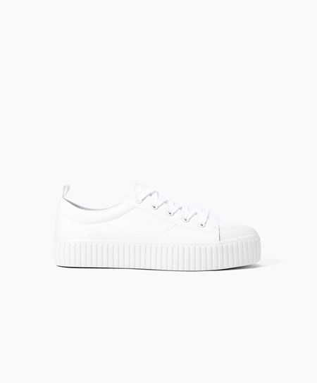 Oysho Canvas Sneakers Hvite | NCMY28673