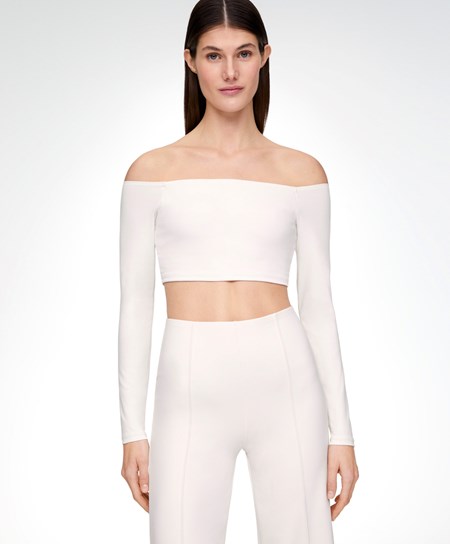 Oysho Comfortlux Off-the-shoulder Top With Cups Cream-white | UMYA34856