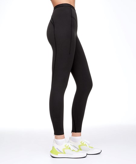 Oysho Compressive 65cm Jogge Leggings With Zips Svarte | NBGC43651