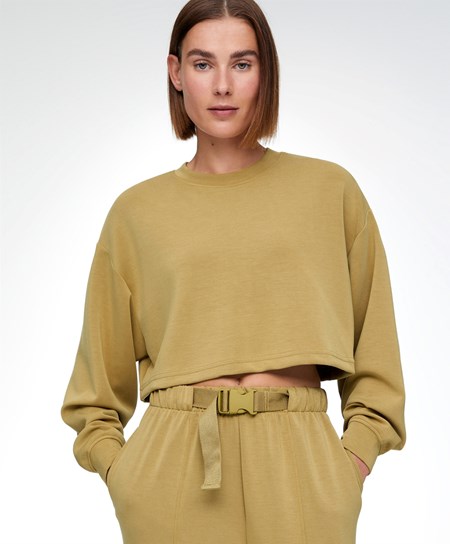 Oysho Crop Modal Sweatshirt Olivengrønne | WMHN15620