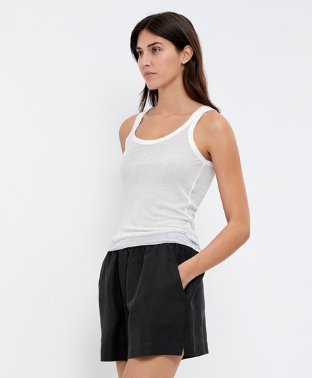 Oysho Extra Fine Vest Top Pale Ecru | BTCH59380