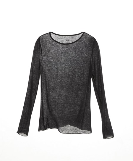 Oysho Extra-fine Knit Long-sleeved T-shirt Anthracite | UPOB73089