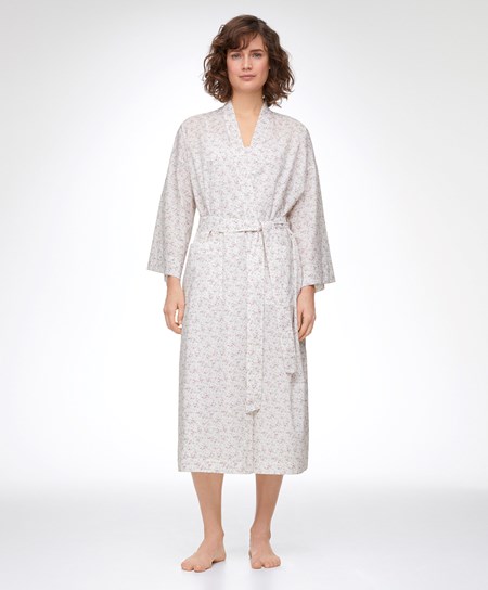 Oysho Floral Print 100% Bomull Dressing Gown Mid-rosette | MKAX02847