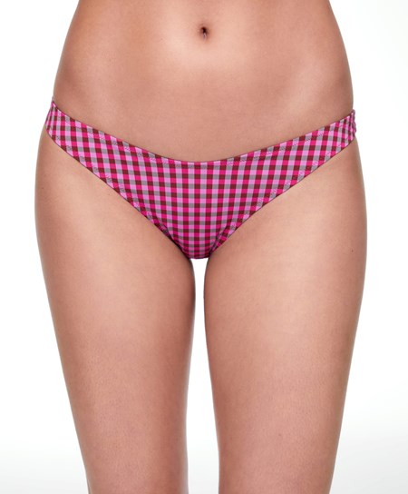 Oysho Gingham U-cut Mid-rise Bikini Briefs Rød | IXSW10975