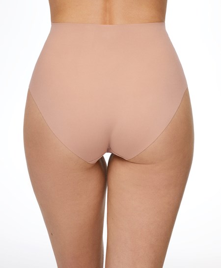 Oysho High-waisted Invisible Laser-cut Briefs Beige | TWRO30854