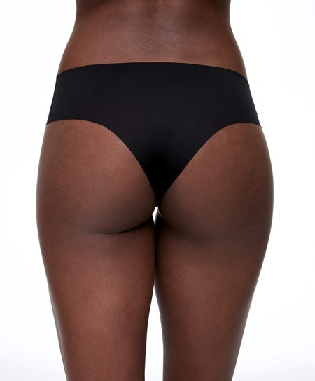 Oysho Invisible Laser-cut Brazilian Briefs Svarte | PUTB98453