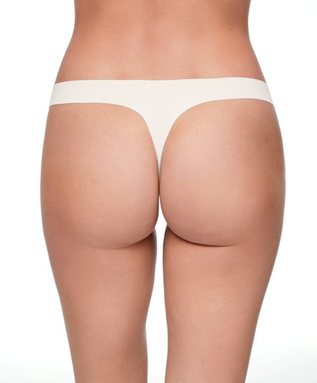 Oysho Invisible Polyamide Thong Pale Ecru | GZOQ53064