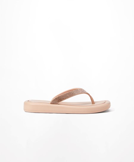 Oysho Jewel Beach Sandals Beige Rosa | HQKR93087