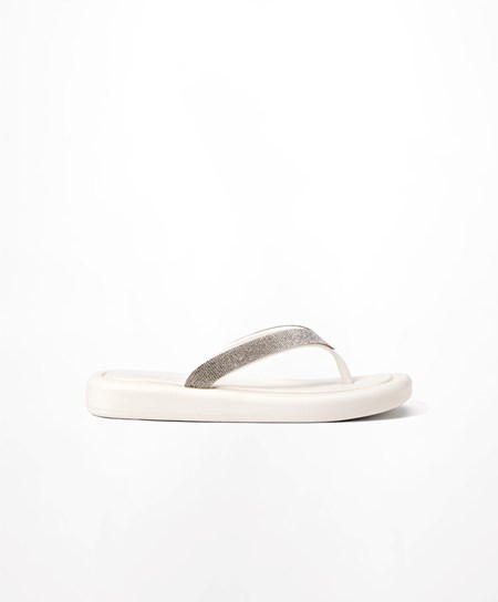 Oysho Jewel Beach Sandals Hvite | IKNO72483