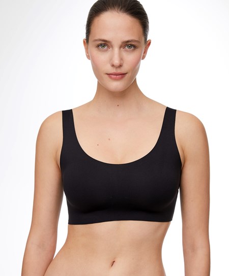 Oysho Laser-cut Invisible T-shirt Bra Top Svarte | SOFT62890