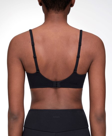 Oysho Light-support Sports Bra Svarte | VIQX17296