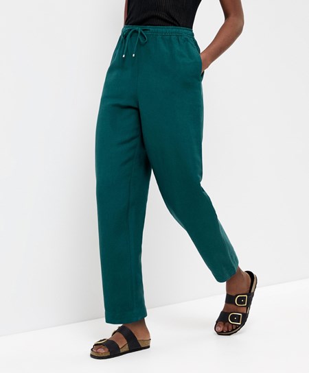 Oysho Linen Relaxed Fit Trousers Grønn | OQNI32754