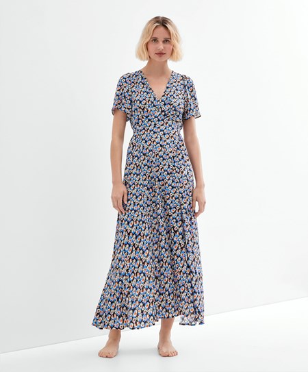 Oysho Long Floral Kjoler Blå | BJOW04952