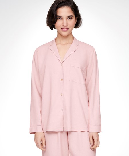 Oysho Long-sleeved Linen Shirt Rosa | XRBJ13284