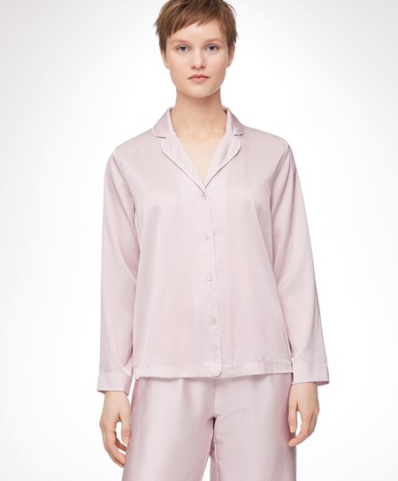 Oysho Long-sleeved Satin Shirt Rosa | MSTO75230