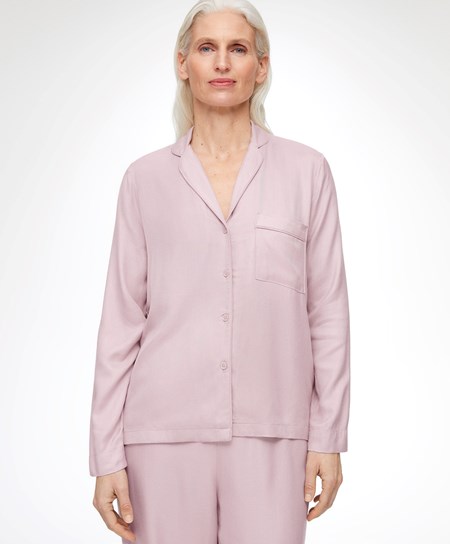 Oysho Long-sleeved Shirt With Piping Rosa | CIBA50924