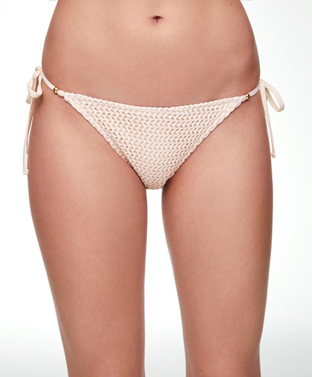 Oysho Medium-coverage Crochet Bikini Briefs With Ties Natural | SOHV95481