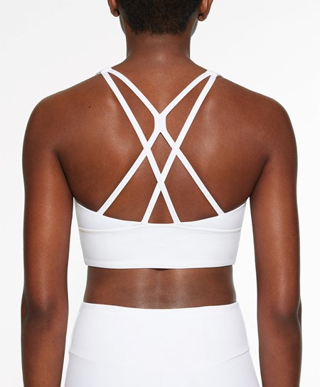 Oysho Medium-support Sports Bra With Cups Hvite | CJTP53261