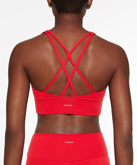 Oysho Medium-support Sports Bra With Cups Rød | GAYU16874