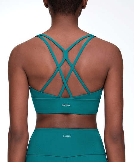 Oysho Medium-support Sports Bra With Cups Grønn | JWYP79145