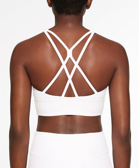 Oysho Medium-support Sports Bra With Cups Cream-white | KCXO61930