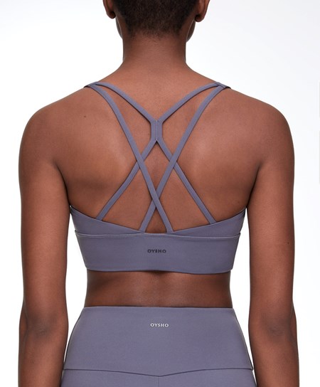 Oysho Medium-support Sports Bra With Cups Blå | NZMY32974