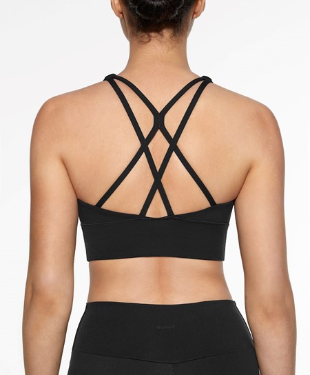 Oysho Medium-support Sports Bra With Cups Svarte | QVLU24910