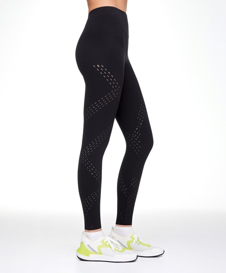 Oysho Microperforated 65cm Compressive Leggings Svarte | PMGV87251