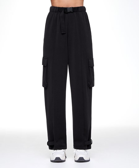 Oysho Modal Cargo Trousers Svarte | VPYW15784