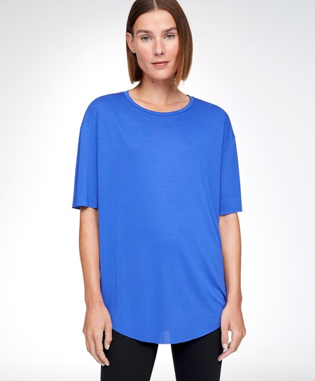 Oysho Modal Kort-sleeved T-shirt Blå | UATJ94125