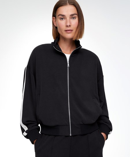 Oysho Modal Side Band Jacket Svarte | DXAC71426