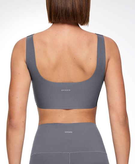 Oysho Perfect-adapt Medium-support Sports Bra With Cups Steel | RYUN95460