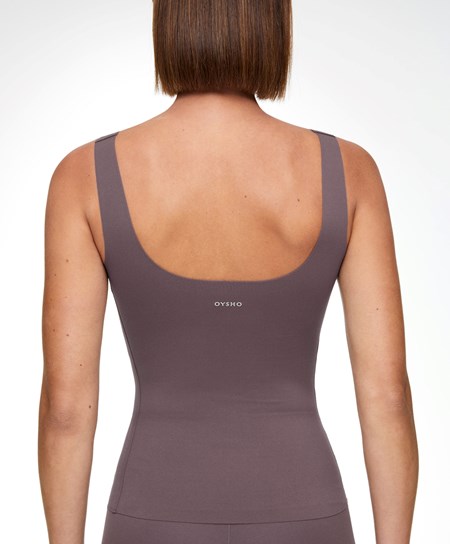 Oysho Perfect-adapt Vest Top With Cups Grey-purple | ZTRN43729