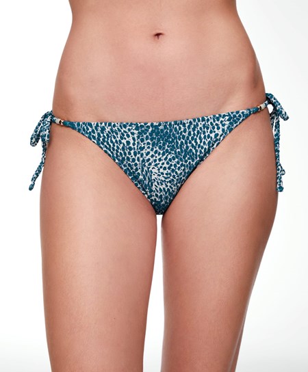 Oysho Print Medium-coverage Bikini Briefs With Ties Ocean | YEXF70426