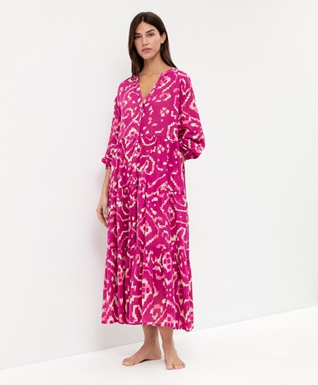 Oysho Printed 100% Bomull Tunic Kjoler Bougainvillea | TASF57149