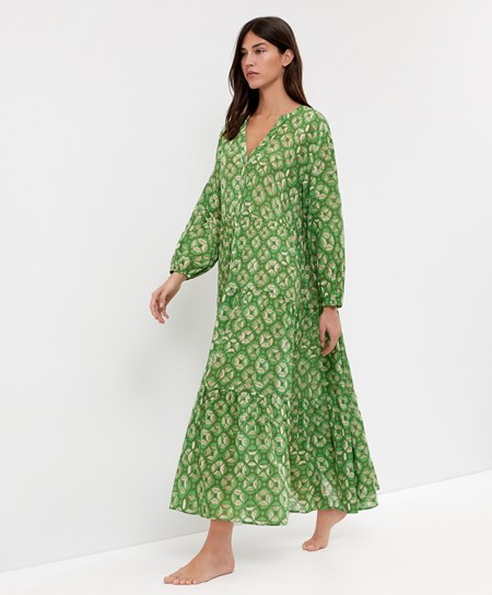 Oysho Printed 100% Bomull Tunic Kjoler Grønn | CZOM63154