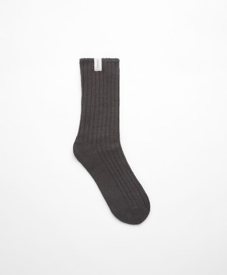 Oysho Rib Classic Socks Anthracite | XECP86574