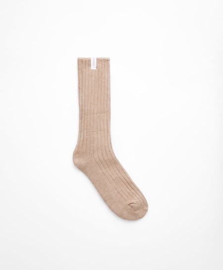 Oysho Rib Classic Socks Sand Melange | BXCY45213