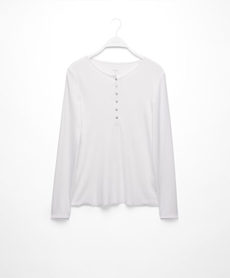 Oysho Ribbet Long Sleeve T-shirt Pale Ecru | NBIX31082