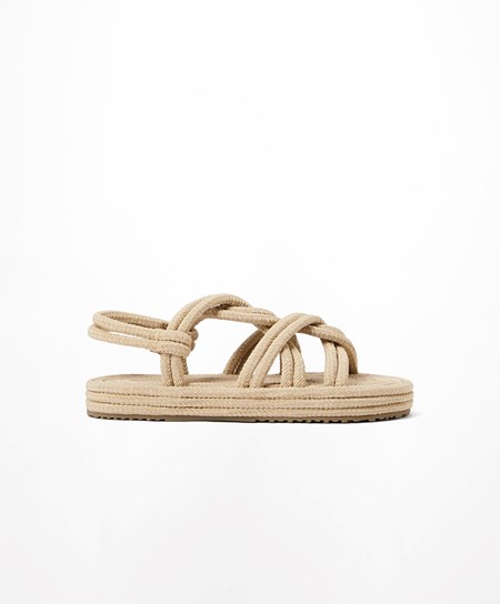 Oysho Rope Sandals Natural | CRNX43067