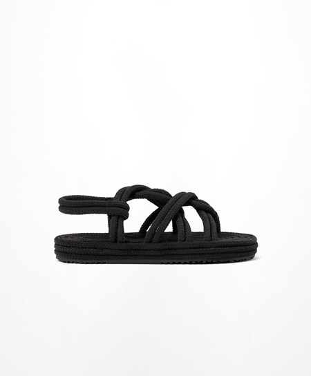 Oysho Rope Sandals Svarte | AEXB58014