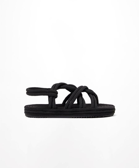 Oysho Rope Sandals Svarte | SBYA95183