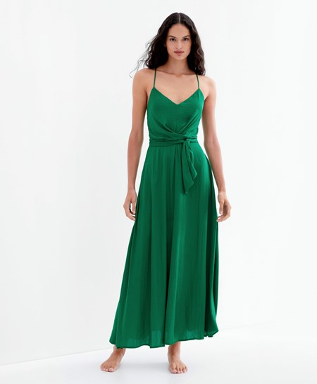 Oysho Satin Strappy Midi Kjoler Dyp Grønn | TWCA91465